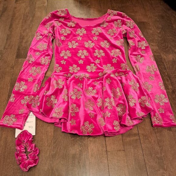 Mondor Child's Color Block Polartec Skating Dress - Super Pink - 12-14 main image 1